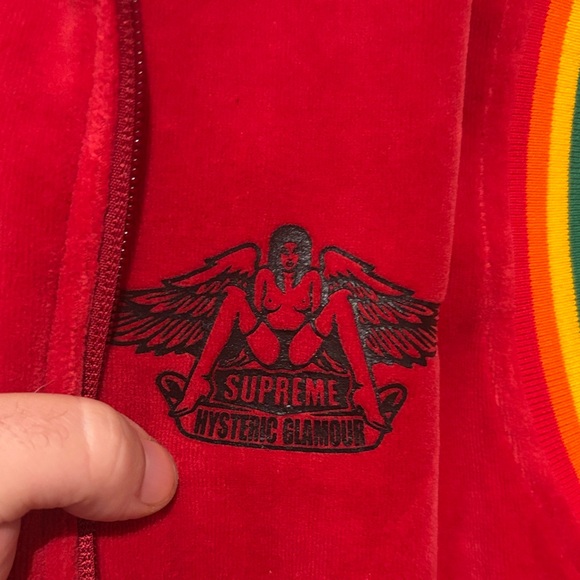 Supreme x hysteric glamour collab Red Track Jacket with Rainbow Stripes - Picture 2 of 5
